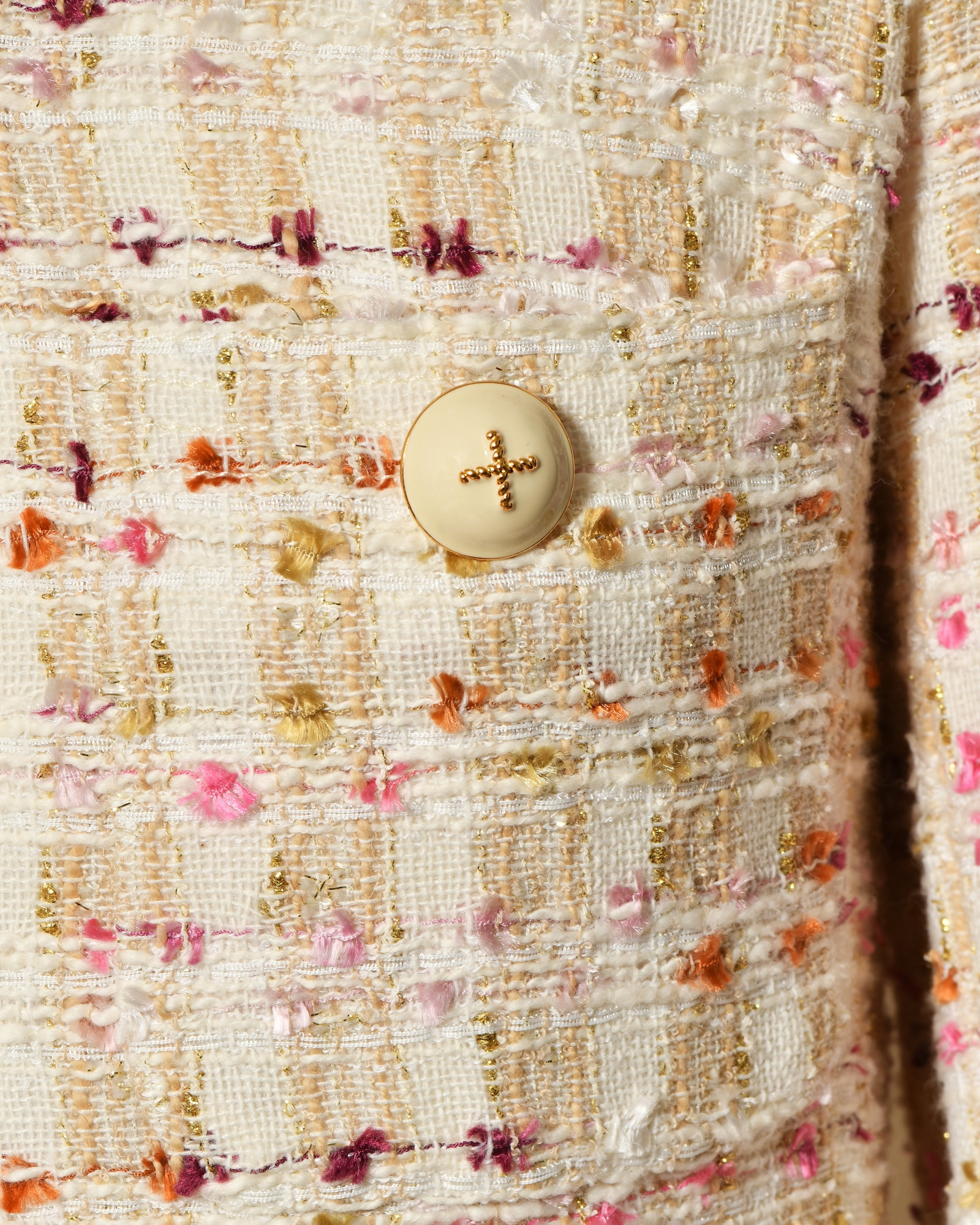 Manteau en tweed écru chiné multicolore Edward Achour