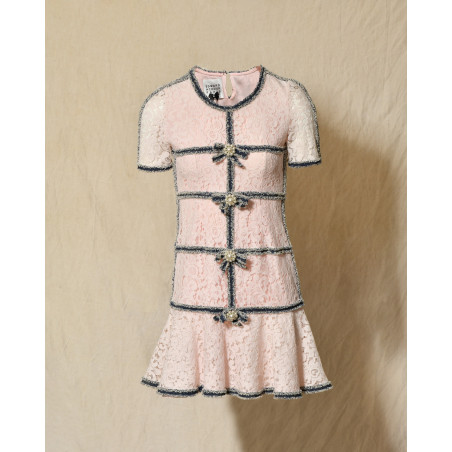 Robe en dentelle rose Edward Achour