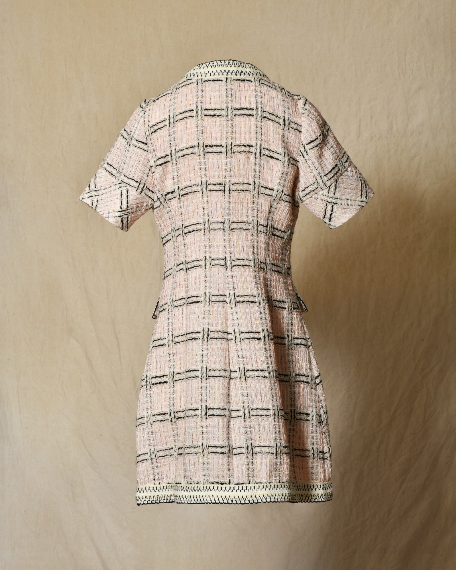 Robe en tweed rose à carreaux Edward Achour