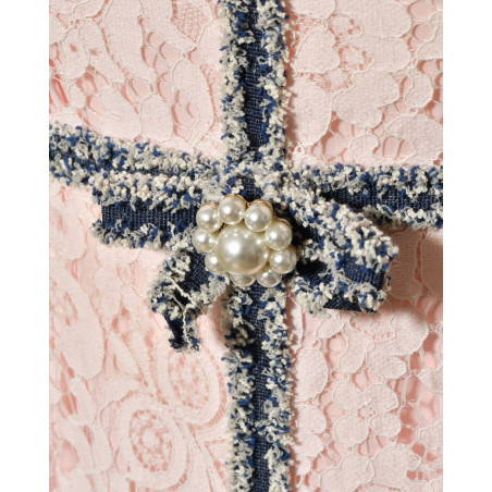 Robe en dentelle rose Edward Achour