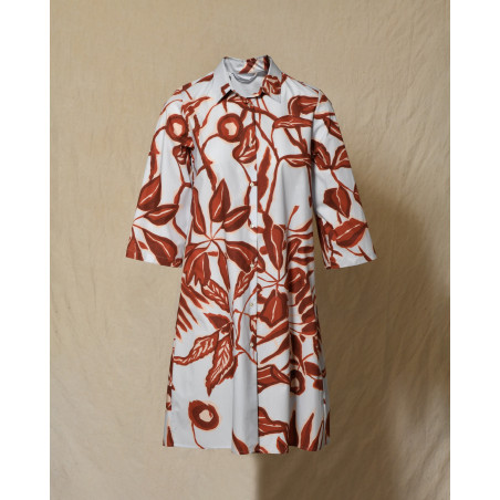 Robe bleue à imprimé florale rouge Lady Cotton