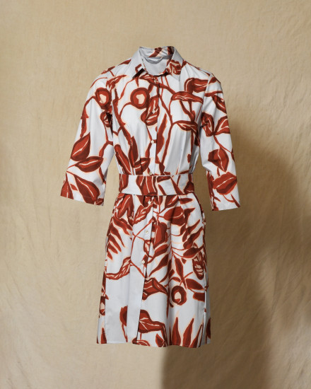 Robe bleue à imprimé florale rouge Lady Cotton