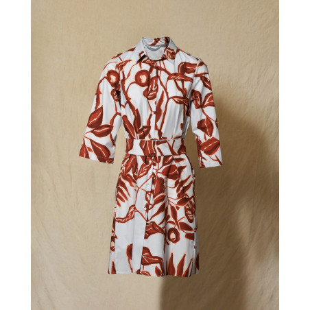 Robe bleue à imprimé florale rouge Lady Cotton
