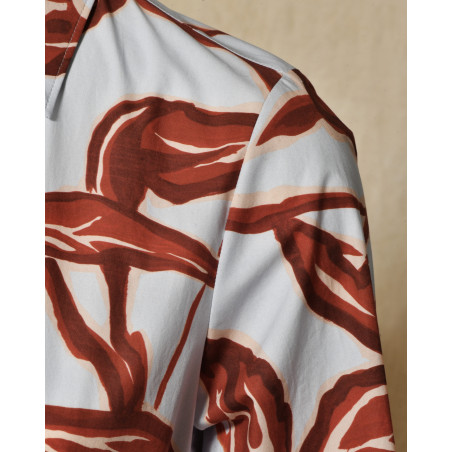Robe bleue à imprimé florale rouge Lady Cotton
