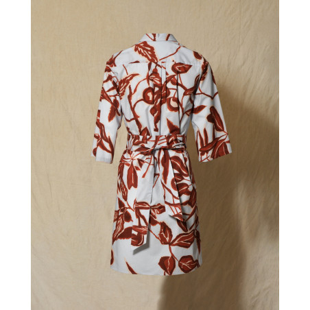 Robe bleue à imprimé florale rouge Lady Cotton