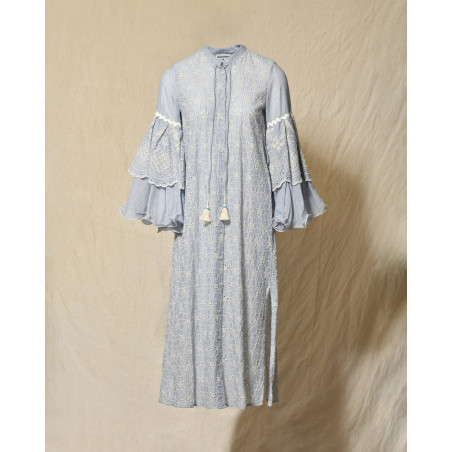 Robe à rayures et broderies fleuries Front Street