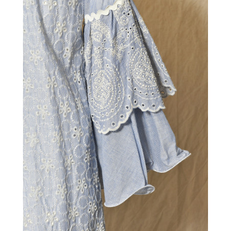 Robe à rayures et broderies fleuries Front Street