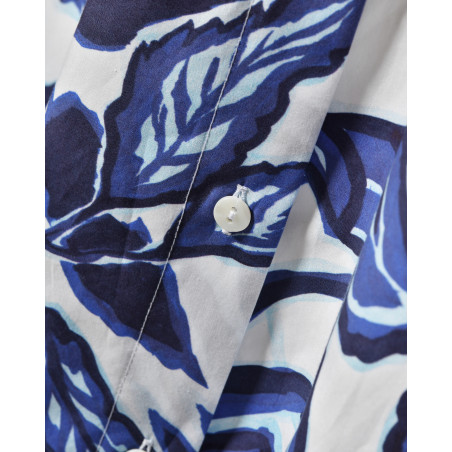 Jupe évasée blanche à imprimé florale bleu Lady Cotton