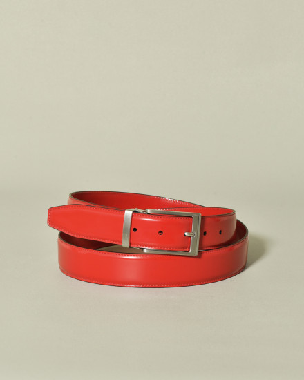 Ceinture en cuir lisse rouge réglable Falorni