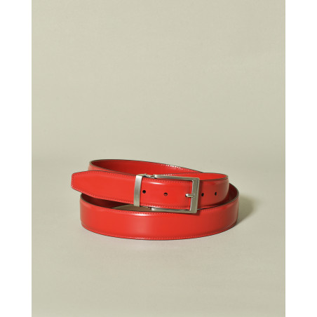 Ceinture en cuir lisse rouge réglable Falorni