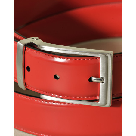 Ceinture en cuir lisse rouge réglable Falorni