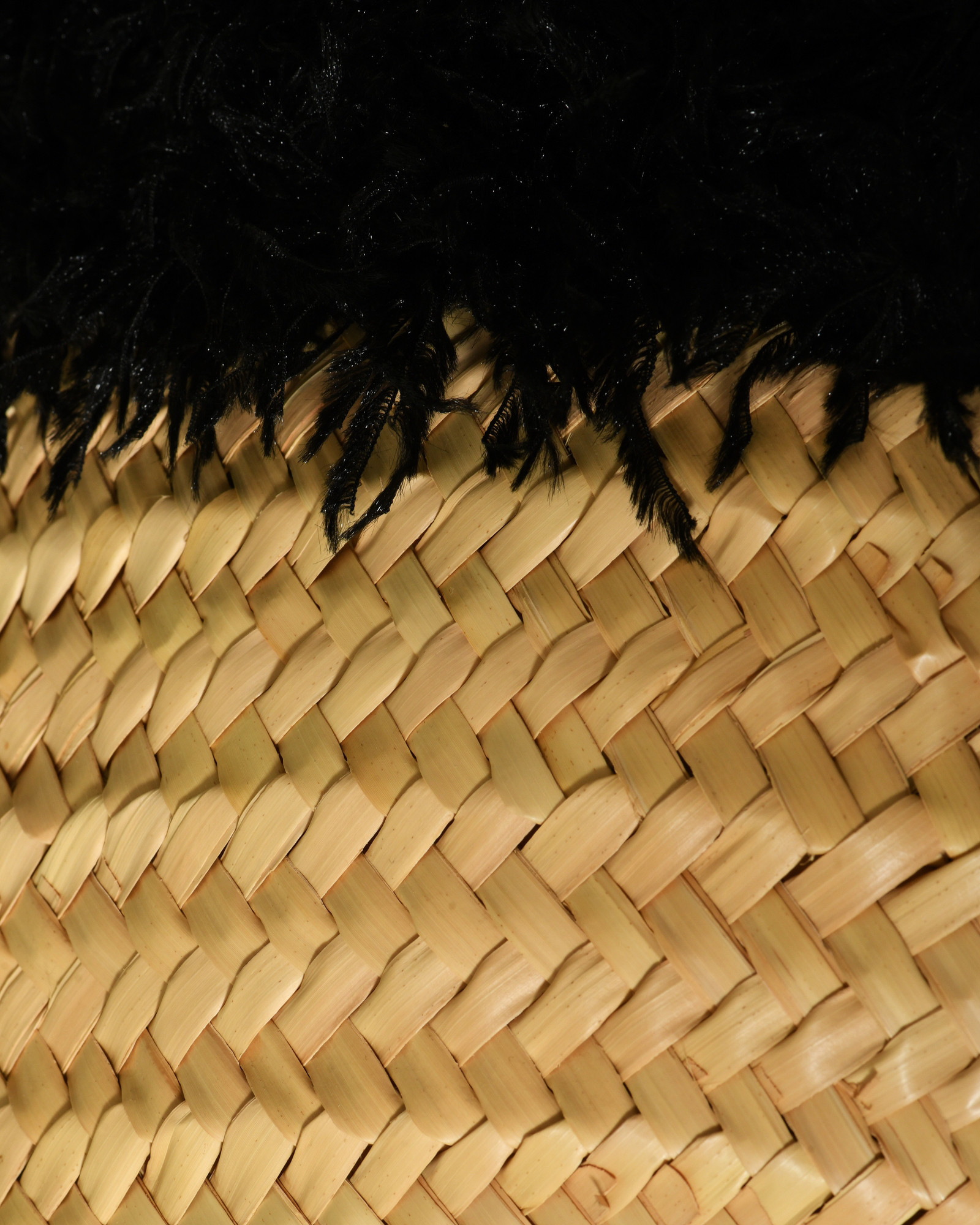 Sac en raphia tressé à plumes noires Caterina Bertini