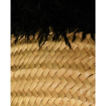 Sac en raphia tressé à plumes noires Caterina Bertini