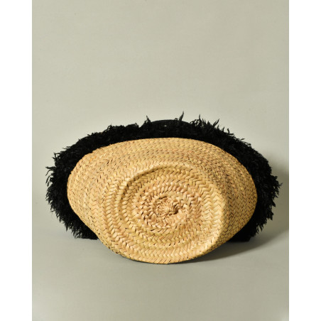 Sac en raphia tressé à plumes noires Caterina Bertini