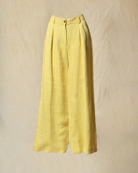 Pantalon en lin jaune Diega
