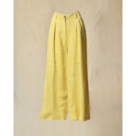 Pantalon en lin jaune Diega