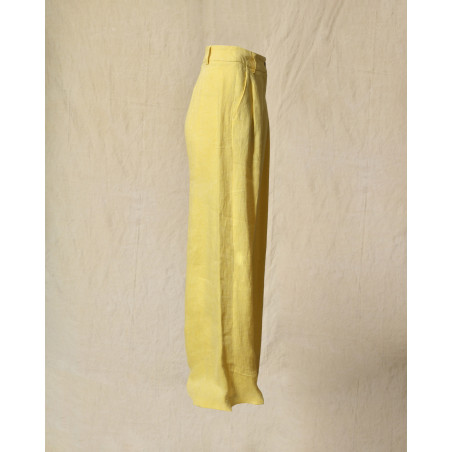 Pantalon en lin jaune Diega