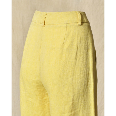 Pantalon en lin jaune Diega