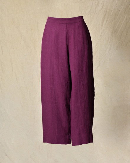 Pantalon palazzo en lin violet Bella Jones
