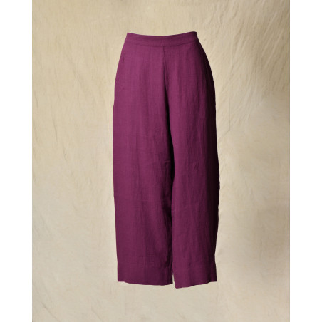 Pantalon palazzo en lin violet Bella Jones