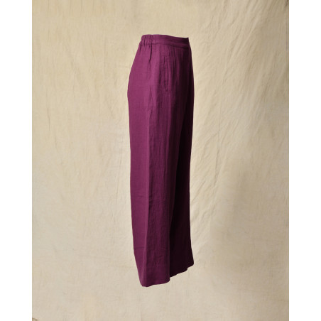 Pantalon palazzo en lin violet Bella Jones