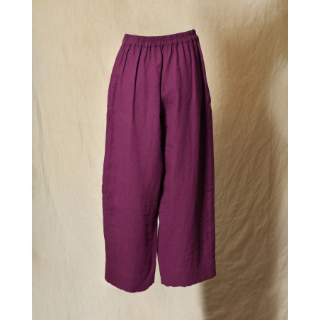 Pantalon palazzo en lin violet Bella Jones