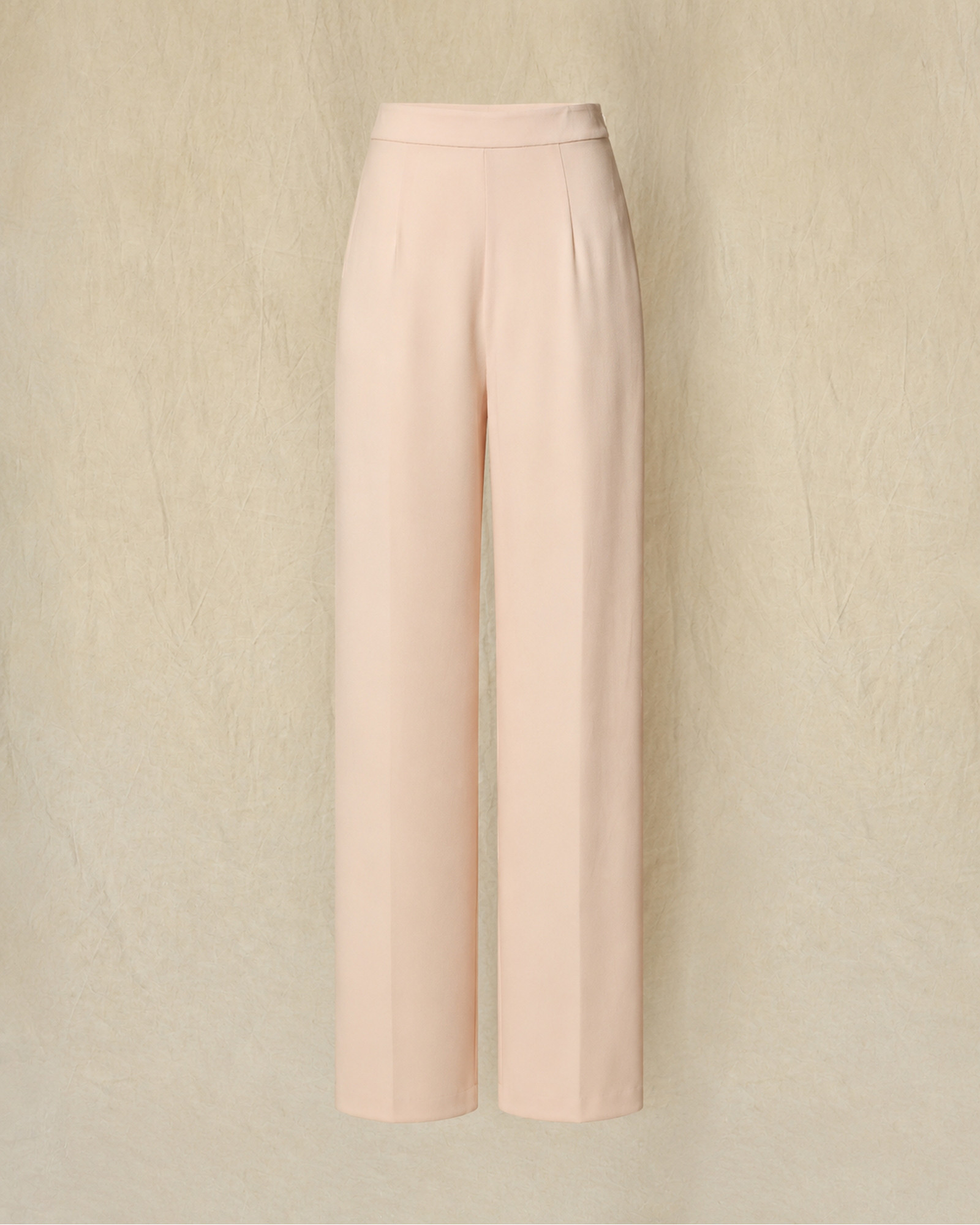 Pantalon palazzo rose poudré à détail volanté Edward Achour