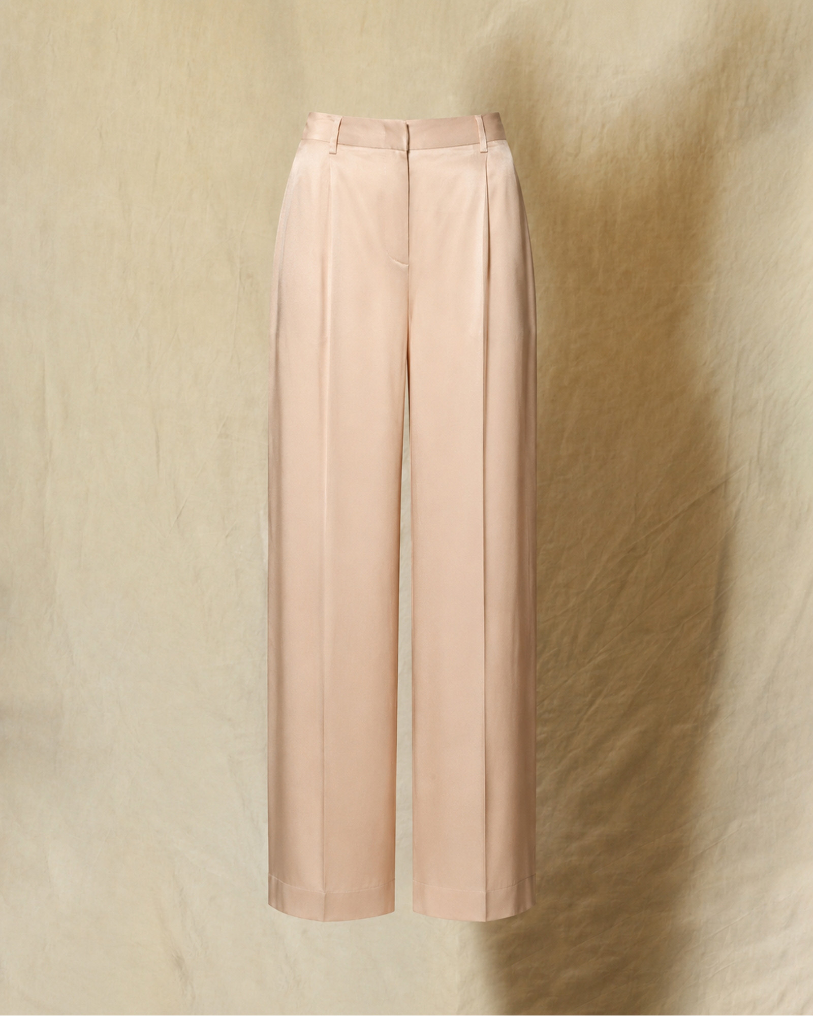 Pantalon palazzo satiné rose poudré Lorena Antoniazzi