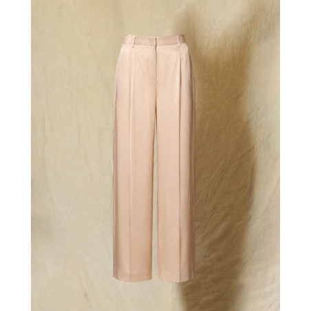 Pantalon palazzo satiné rose poudré Lorena Antoniazzi