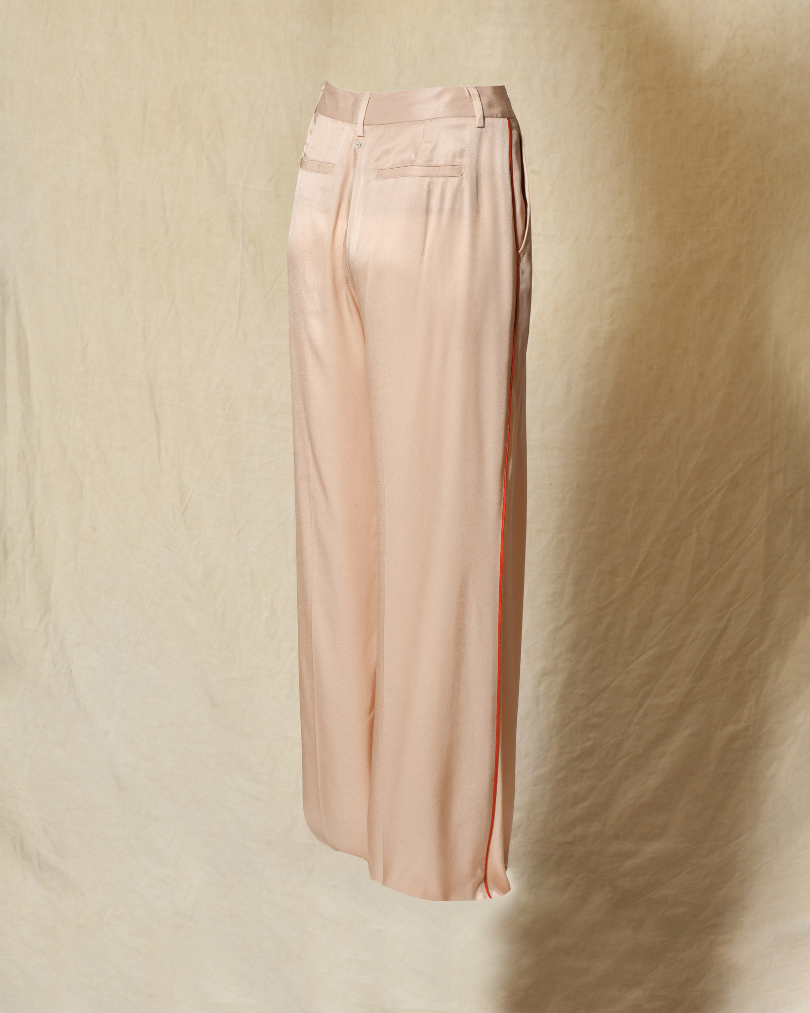 Pantalon palazzo satiné rose poudré Lorena Antoniazzi