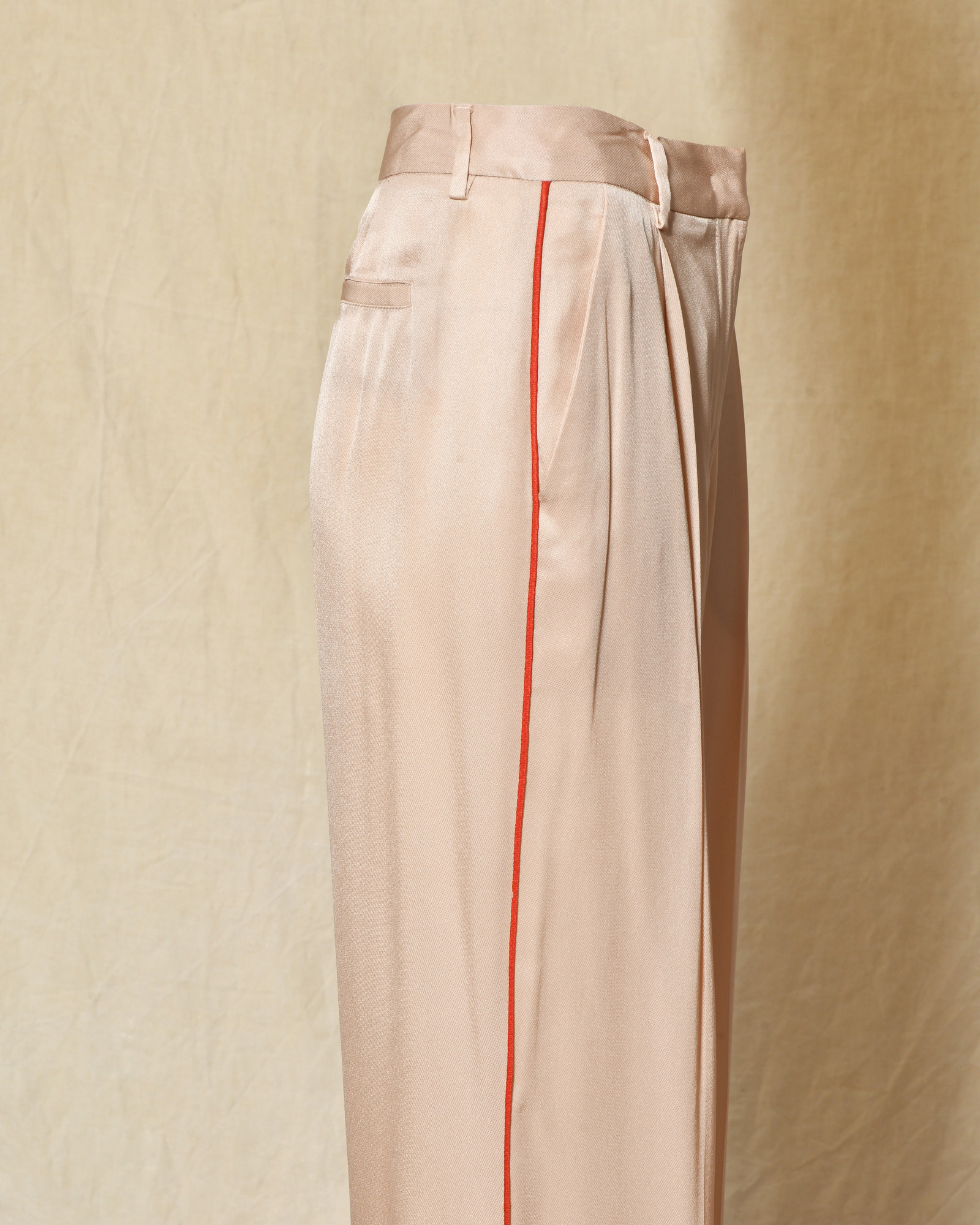 Pantalon palazzo satiné rose poudré Lorena Antoniazzi