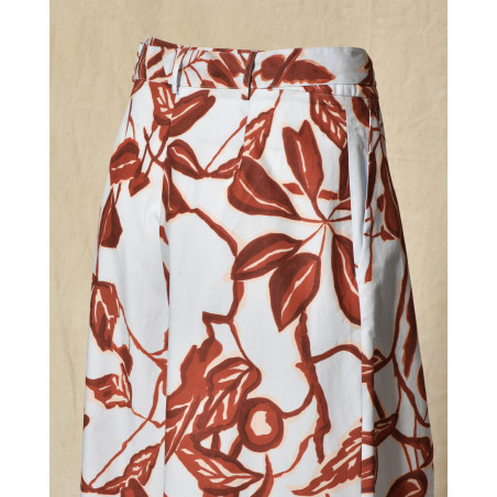 Pantalon bleu à imprimé florale rouge Lady Cotton