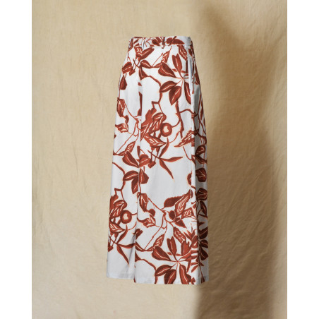 Pantalon bleu à imprimé florale rouge Lady Cotton