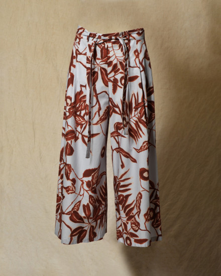 Pantalon bleu à imprimé florale rouge Lady Cotton