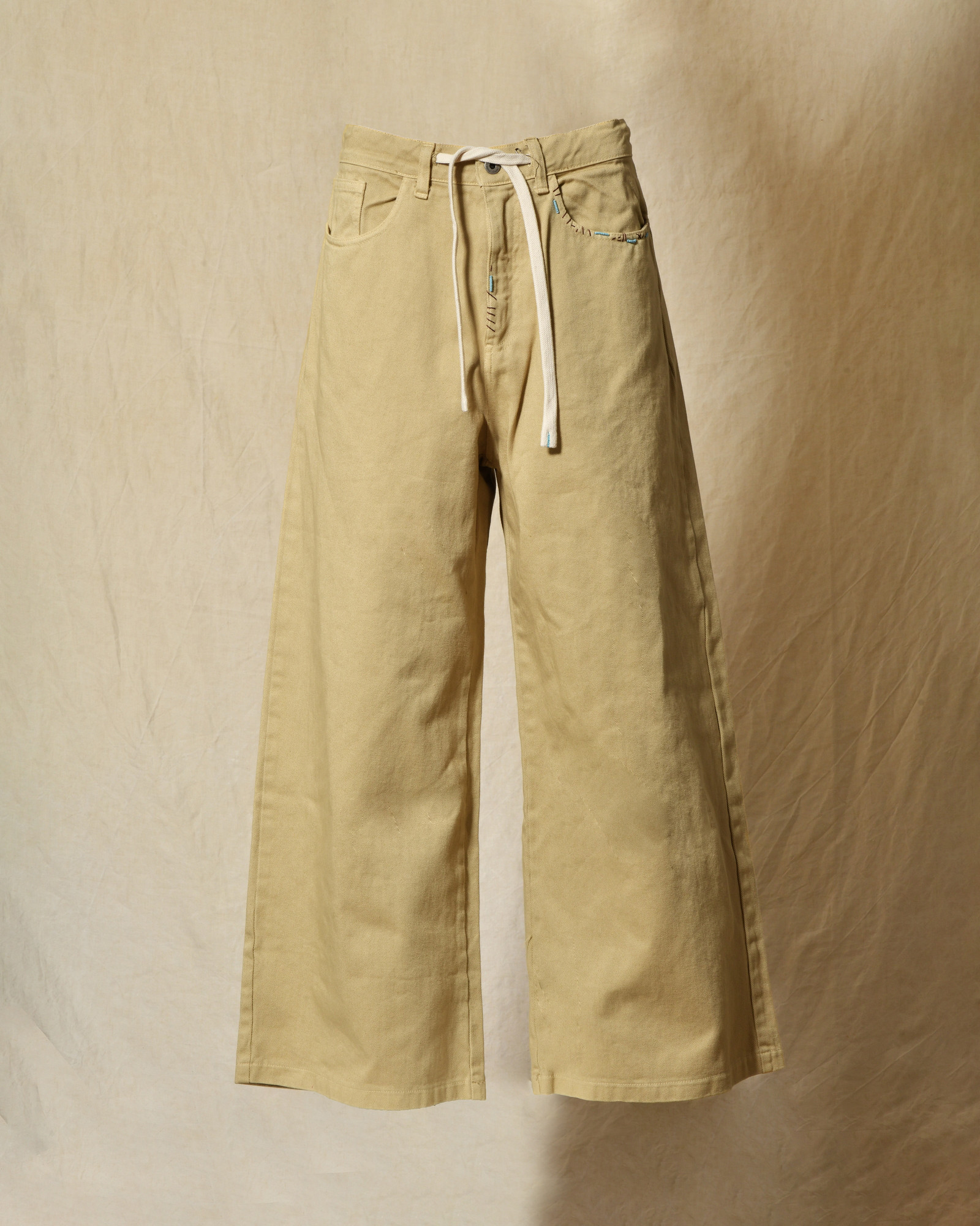 Jean wide leg beige à surpiqures Front Street