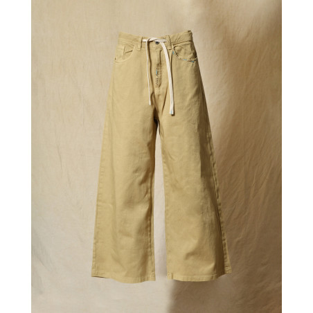 Jean wide leg beige à surpiqures Front Street