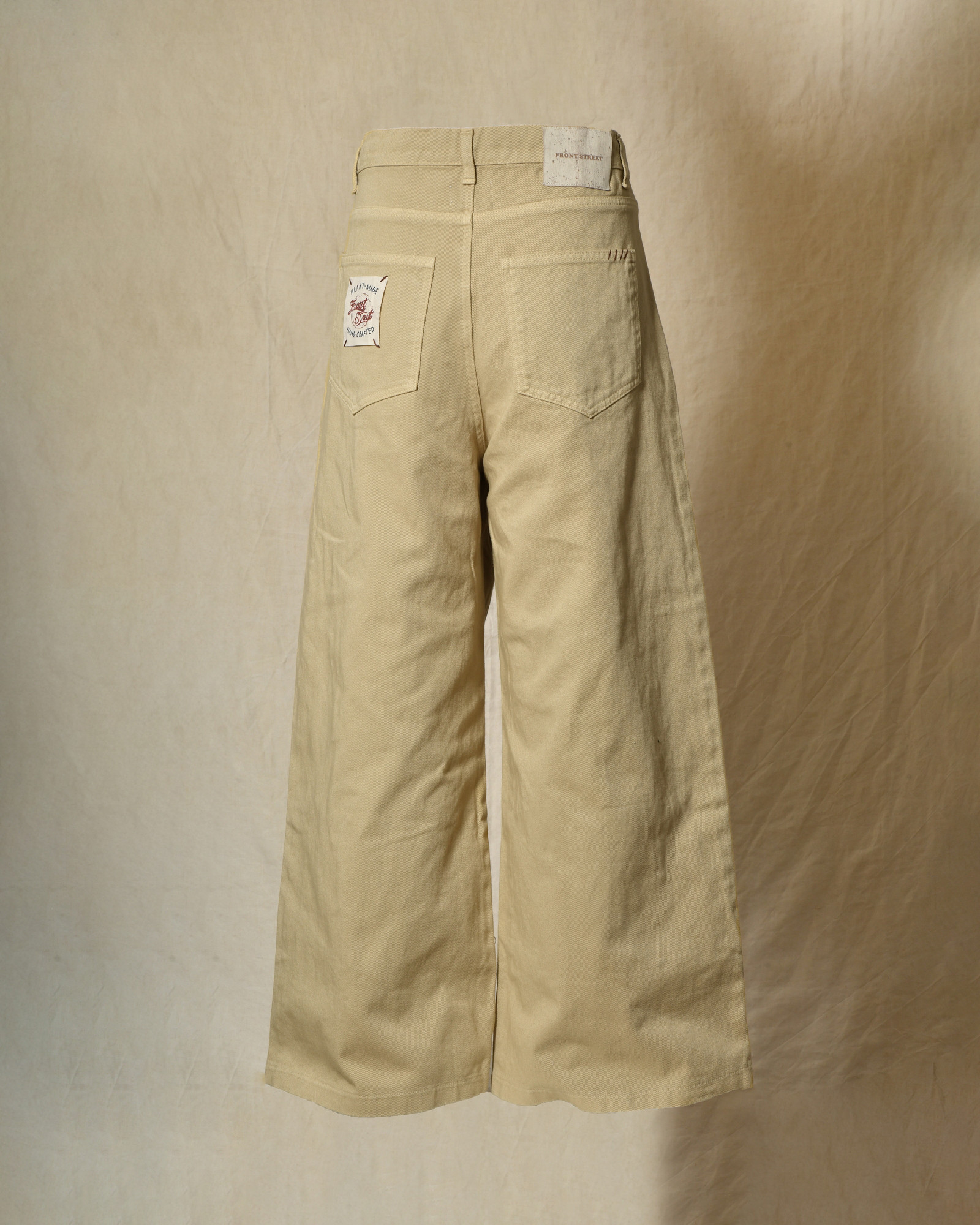 Jean wide leg beige à surpiqures Front Street