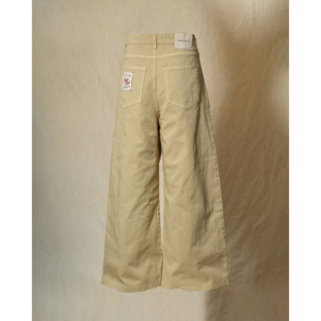 Jean wide leg beige à surpiqures Front Street