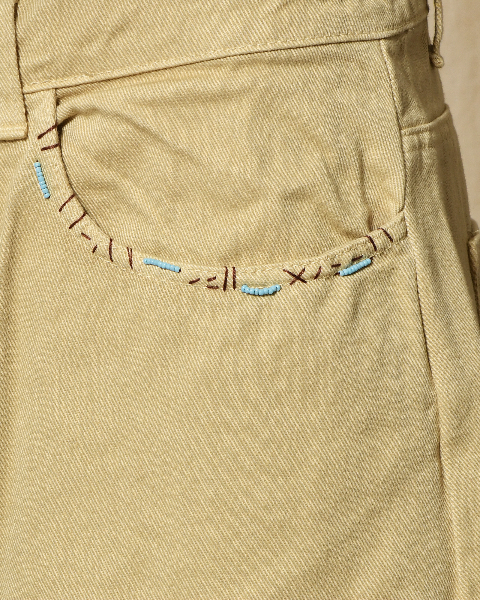 Jean wide leg beige à surpiqures Front Street