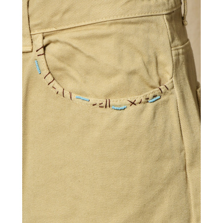 Jean wide leg beige à surpiqures Front Street