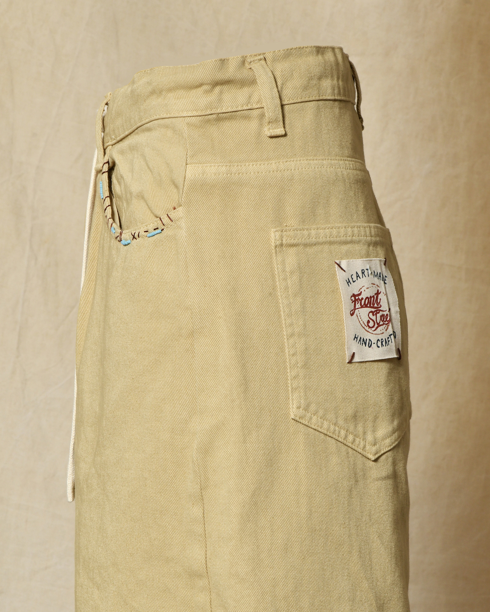Jean wide leg beige à surpiqures Front Street