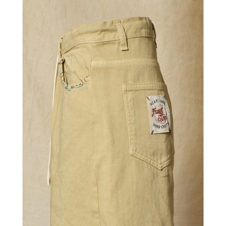 Jean wide leg beige à surpiqures Front Street