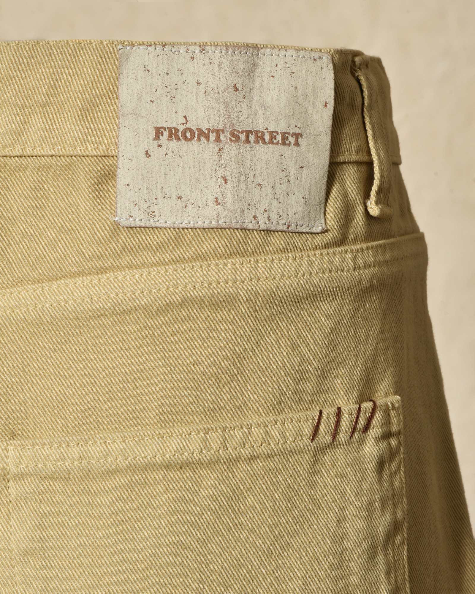 Jean wide leg beige à surpiqures Front Street