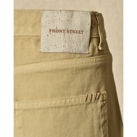 Jean wide leg beige à surpiqures Front Street