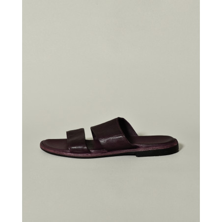 Sandales plates en cuir violettes Brador