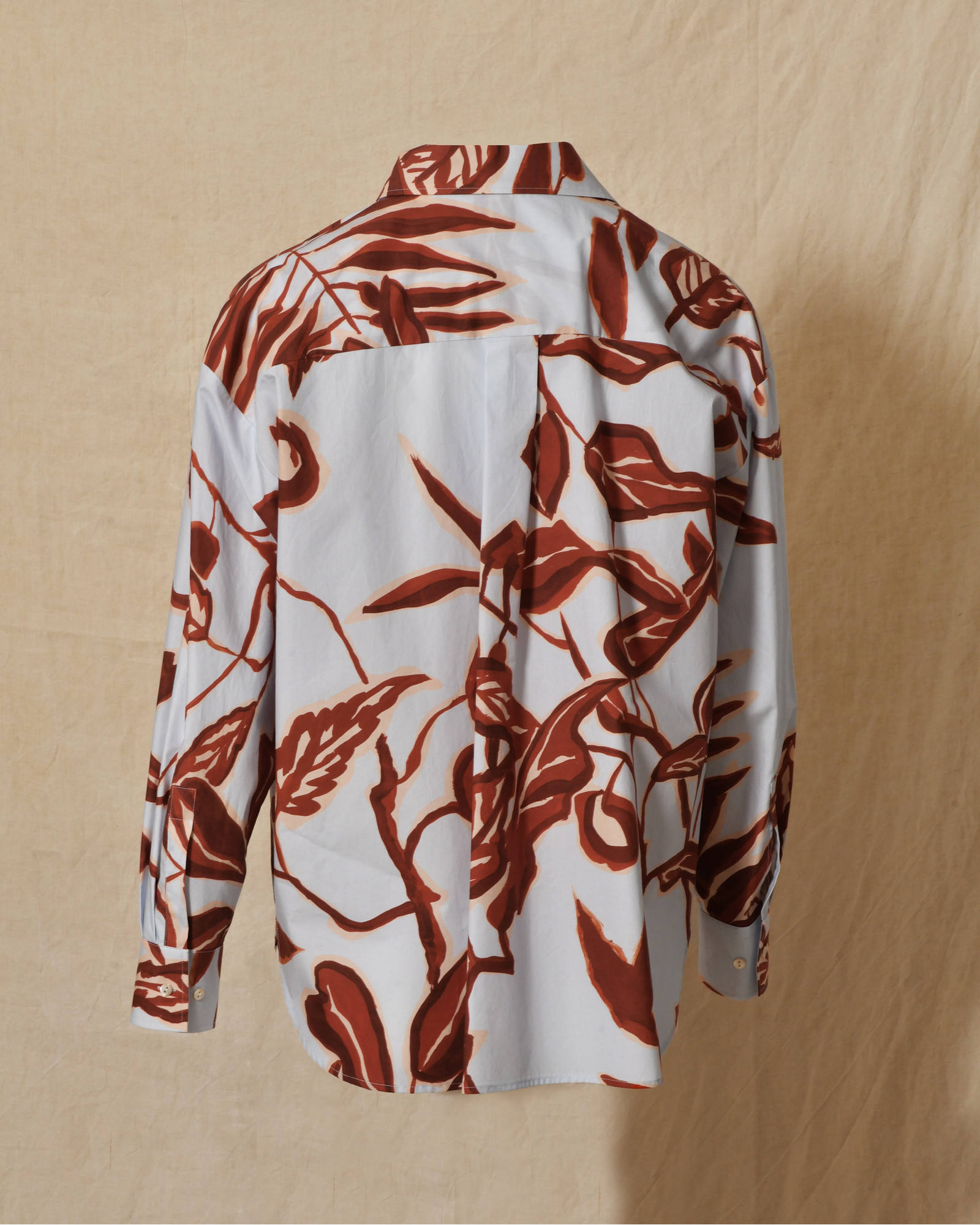 Chemise bleue à imprimé florale rouge Lady Cotton
