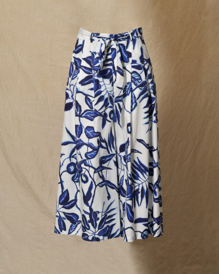 Pantalon blanc à imprimé bleu Lady Cotton