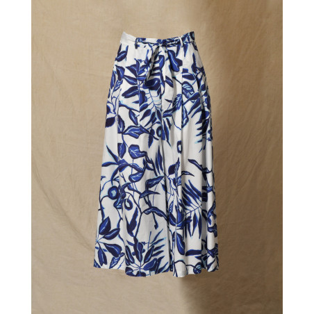Pantalon blanc à imprimé bleu Lady Cotton