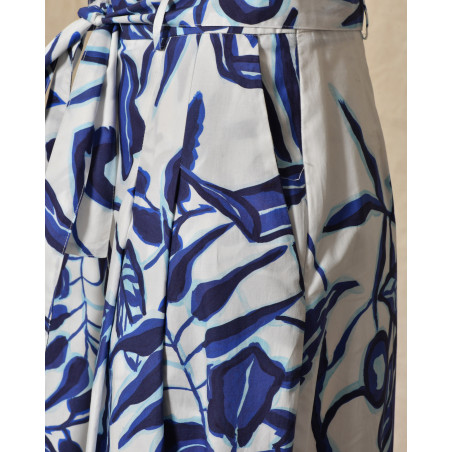 Pantalon blanc à imprimé bleu Lady Cotton