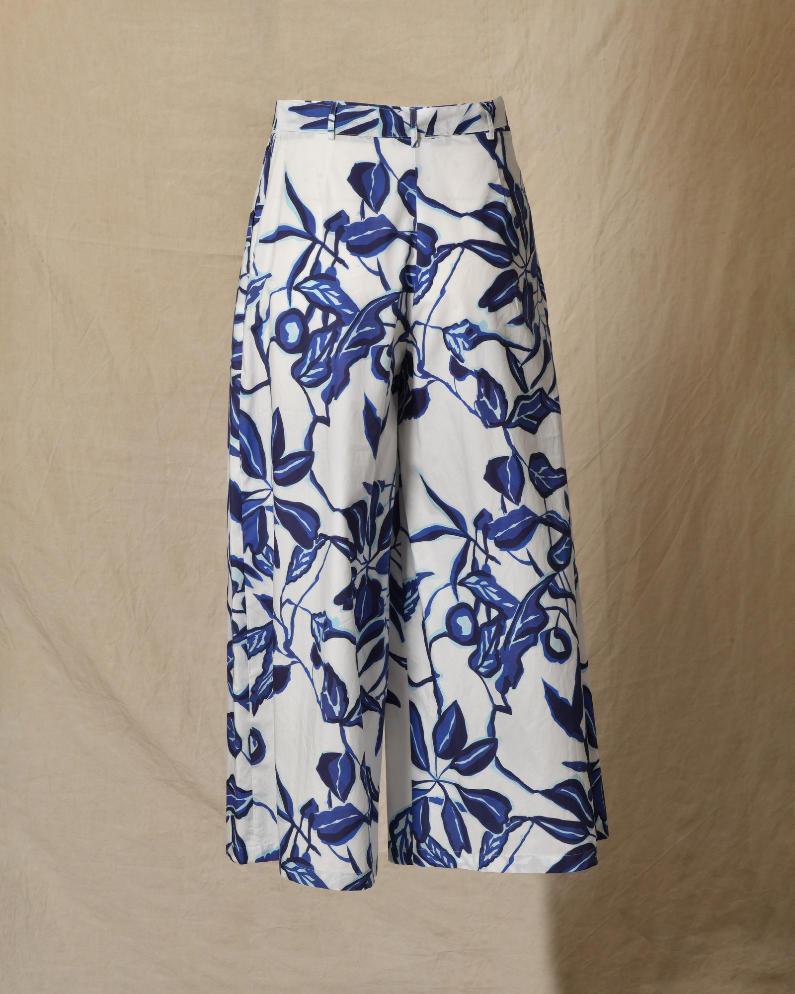 Pantalon blanc à imprimé bleu Lady Cotton